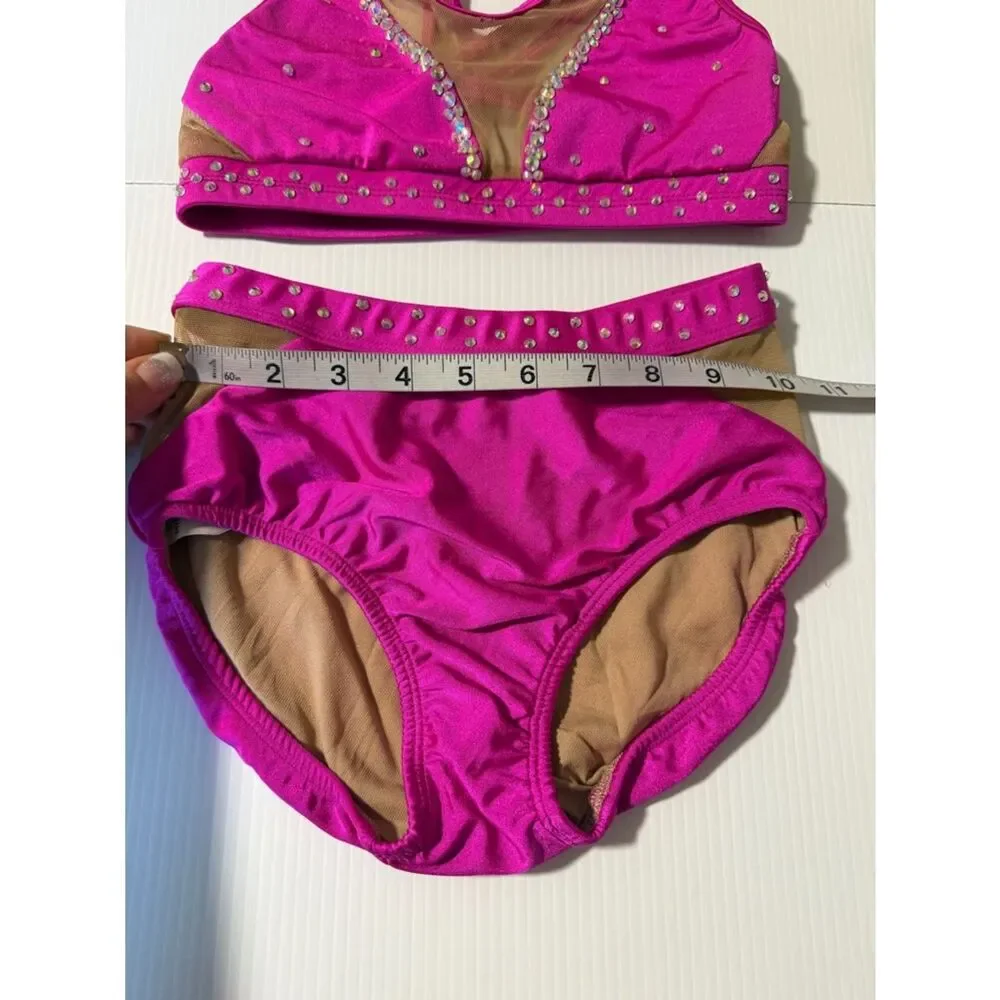 Opra solo custom dance costume leotard 2 piece hot pink illusion MC/LC child